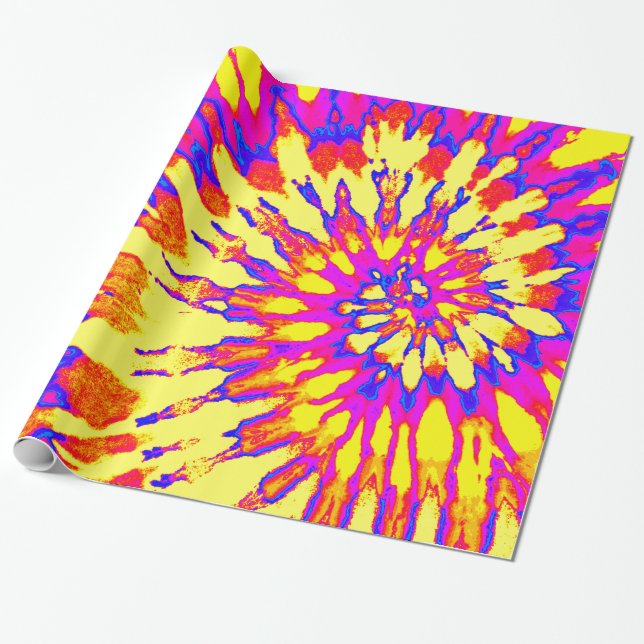 Gefärbte Krawatte Gelb, Magenta und Orange Geschenkpapier (Ungerollt)