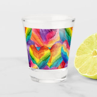 Gefärbte Krawatte Groovy Hearful Orange, Rot, Grün Schnapsglas