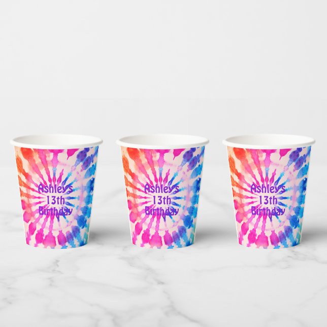Gefärbte Krawatte Groovy Hippie Bold Bunter Geburt Pappbecher (Multi)