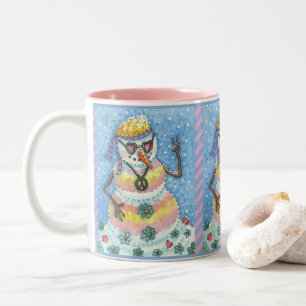GEFÄRBTE KRAWATTE GROOVY SNOWMAN, WELTFRIEDEN CHRI ZWEIFARBIGE TASSE