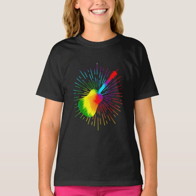 Gefärbte Krawatte Guitar Music Design Farbige Gita T-Shirt (Vorderseite)