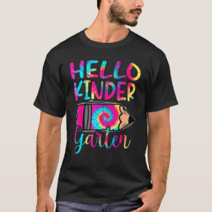 Gefärbte Krawatte Hallo Kindergarten Erster Schult T-Shirt