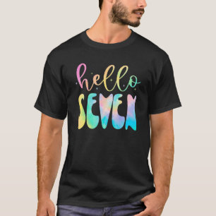 Gefärbte Krawatte Hallo Sieben 7 Jahre alt 7. Gebu T-Shirt