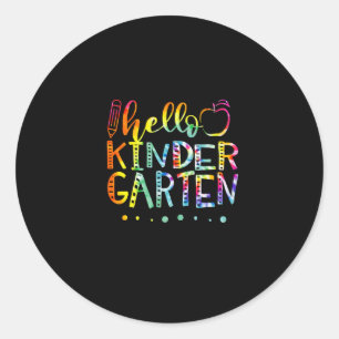 gefärbte Krawatte Hallo Zweite Kindergartenlehrer Runder Aufkleber