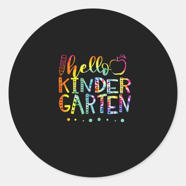 Gefärbte Krawatte Hallo Zweite Kindergartenlehreri Runder Aufkleber (Vorderseite)