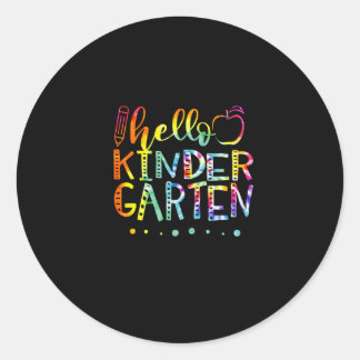 Gefärbte Krawatte Hallo Zweite Kindergartenlehreri Runder Aufkleber