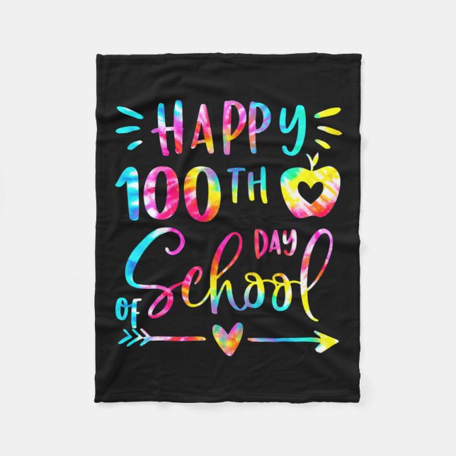 Gefärbte Krawatte Happy 100. Day School Lehrer Stu Fleecedecke (Vorderseite)