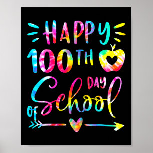 Gefärbte Krawatte Happy 100. Day School Lehrer Stu Poster