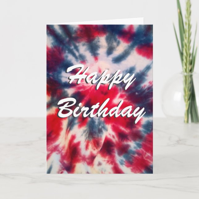 Gefärbte Krawatte Happy Birthday Karte (Vorderseite)
