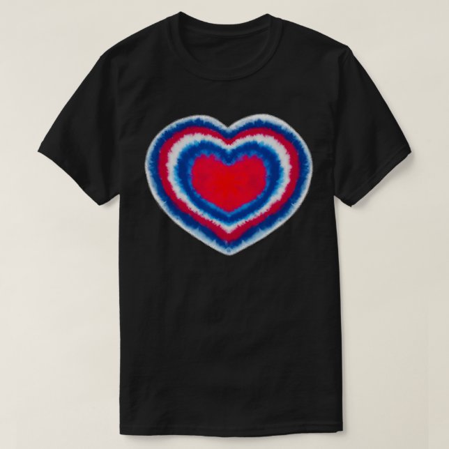 Gefärbte Krawatte Herz 4. Juli Patriotischer Ameri T-Shirt (Design vorne)