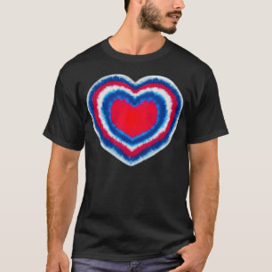 Gefärbte Krawatte Herz 4. Juli Patriotischer Ameri T-Shirt