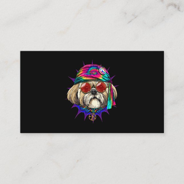 Gefärbte Krawatte Hippie Shih Tzu Hippiness Peace  Visitenkarte (Vorderseite)