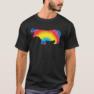 Gefärbte Krawatte Hippopotamus Rainbow Printwerbun T-Shirt