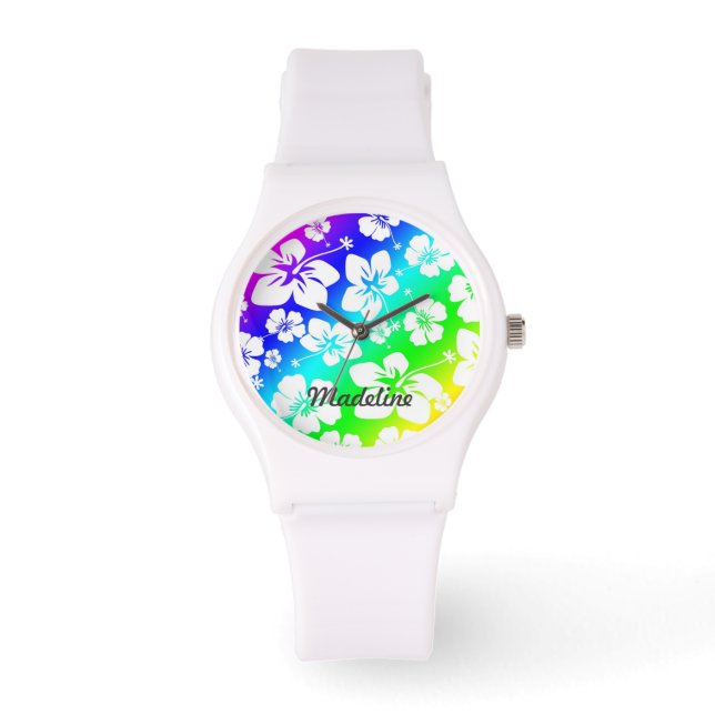 Gefärbte Krawatte Hisbiscus Watch mit dem Namen CU Armbanduhr (Vorderseite)