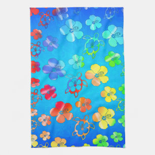 Gefärbte Krawatte Honu und Hibiskus Handtuch
