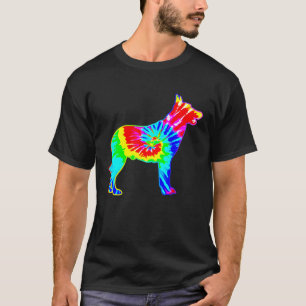 Gefärbte Krawatte Hund Hippie Belgischer Malinois T-Shirt