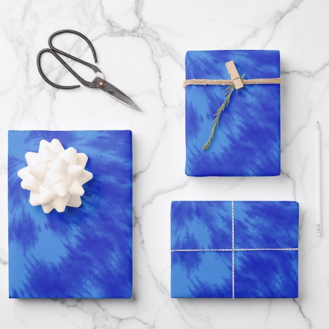 Gefärbte Krawatte in Blau Geschenkpapier Set (Vorderseite)