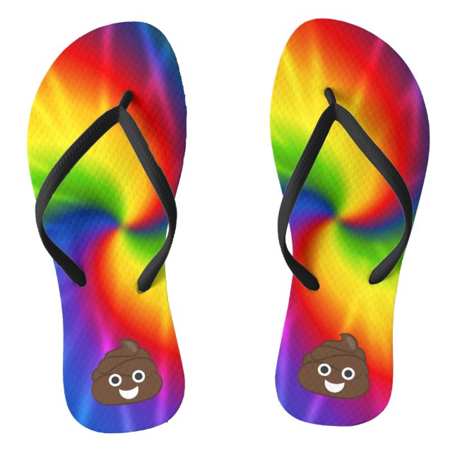 Gefärbte Krawatte Kacke Emoji Flip Flops (Fußbett)