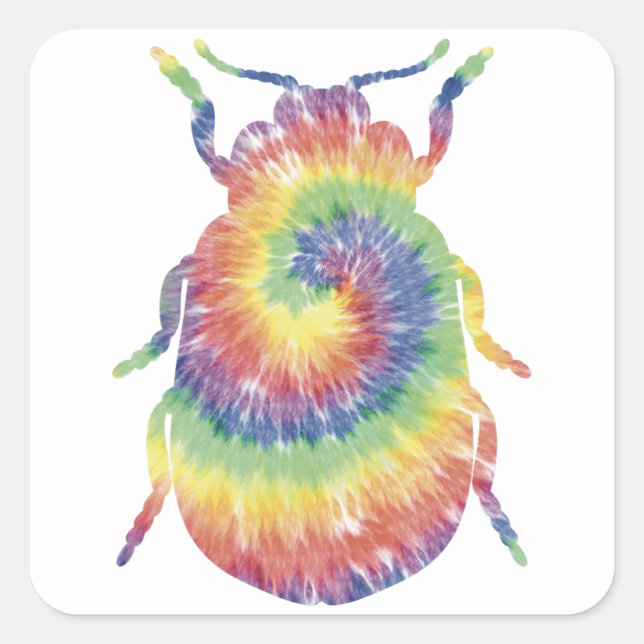 Gefärbte Krawatte Käfer Quadratischer Aufkleber (Vorderseite)