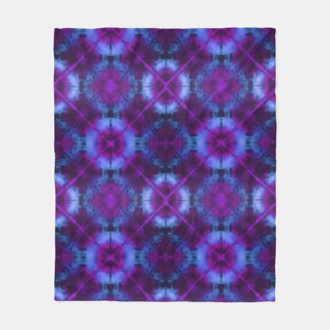 gefärbte Krawatte Kaleidoscope Vibrant Blue Lila M Fleecedecke (Vorderseite)