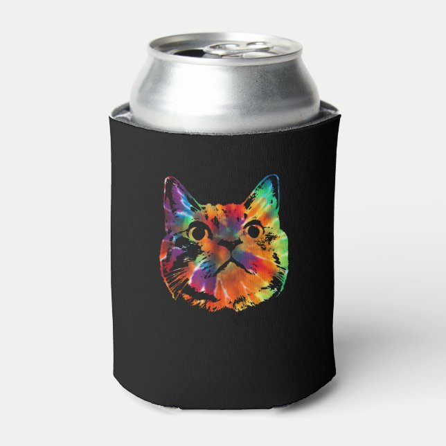 Gefärbte Krawatte Kat Shirt _ Farbige Tye Färbung  Dosenkühler (Kanne Vorderseite)