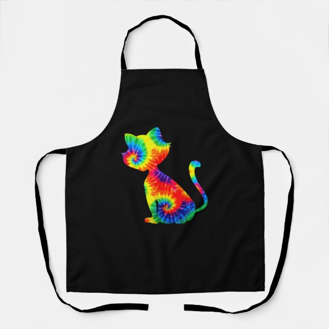 Gefärbte Krawatte Kat Shirt _ Farbige Tye Färbung  Schürze (Vorderseite)