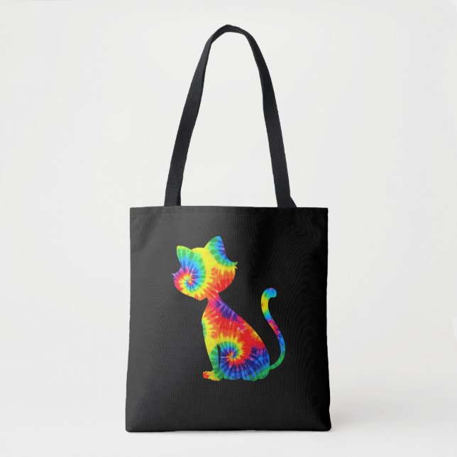 Gefärbte Krawatte Kat Shirt _ Farbige Tye Färbung  Tasche (Vorderseite)