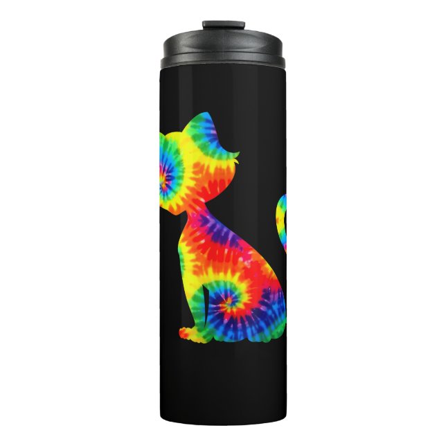 Gefärbte Krawatte Kat Shirt _ Farbige Tye Färbung  Thermosbecher (Vorderseite)