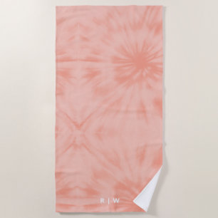Gefärbte Krawatte Korallenrosa Moderne Pastelle Strandtuch