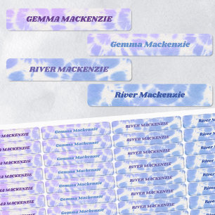 Gefärbte Krawatte Lavender Blue Kids Name Wasserdi Etiketten