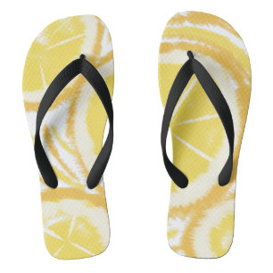 Gefärbte Krawatte Lemon Abstrakt Fruchtrunde Flip Flops