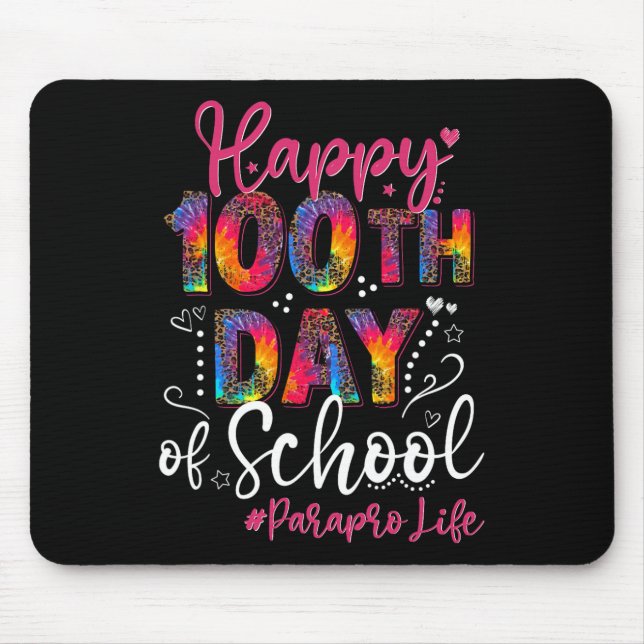 Gefärbte Krawatte Leopard glücklich 100. Schultag  Mousepad (Vorne)