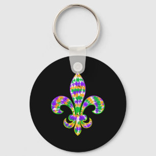 Gefärbte Krawatte Lilie Mardi Gras Karneval Symbol Schlüsselanhänger