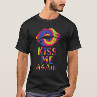 Gefärbte Krawatte Lips Kuss mich nochmal T-Shirt