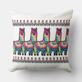 Gefärbte Krawatte Llama Kissen