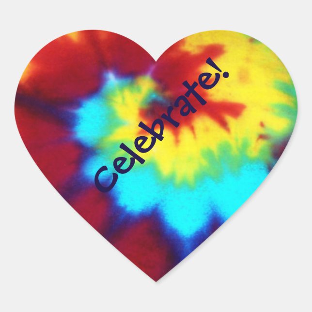 Gefärbte Krawatte Look Celebrate Heart Sticker Car (Vorderseite)