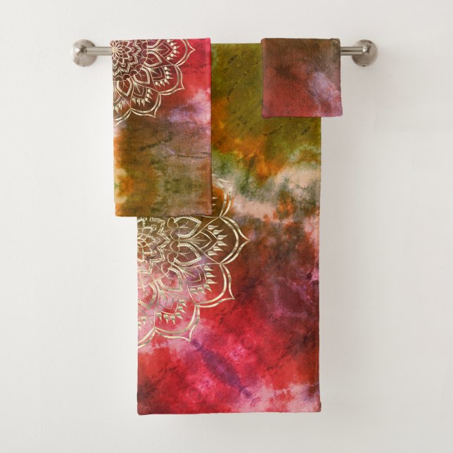 Gefärbte Krawatte Lotus Mandala Badhandtuch Set (Insitu)