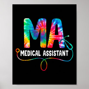 Gefärbte Krawatte Ma Medical Istant Nurse Stethosc Poster