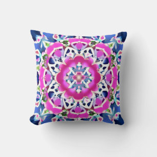 Gefärbte Krawatte Mandala Muster Denim Blau und Ro Kissen