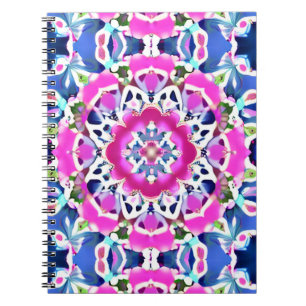 Gefärbte Krawatte Mandala Muster Denim Blau und Ro Notizblock