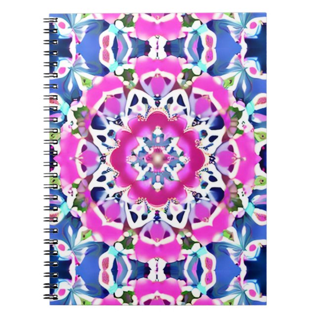 Gefärbte Krawatte Mandala Muster Denim Blau und Ro Notizblock (Vorderseite)