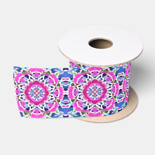 Gefärbte Krawatte Mandala Muster Denim Blau und Ro Satinband