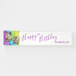 Gefärbte Krawatte Moderne Lila Happy Birthday Lon Banner