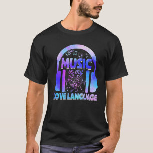 Gefärbte Krawatte Music ist meine Liebe-Kopfhörer T-Shirt