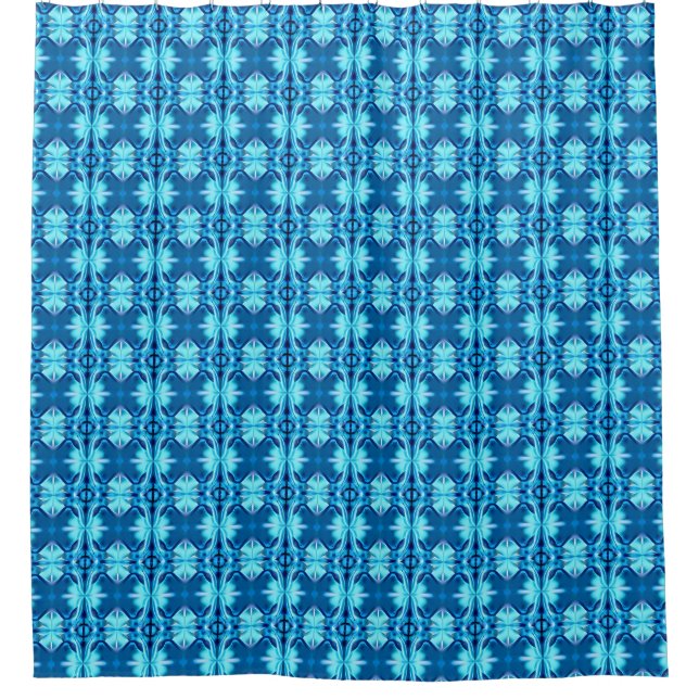 Gefärbte Krawatte Muster in Indigo und Eisblau Duschvorhang (Vorderseite)