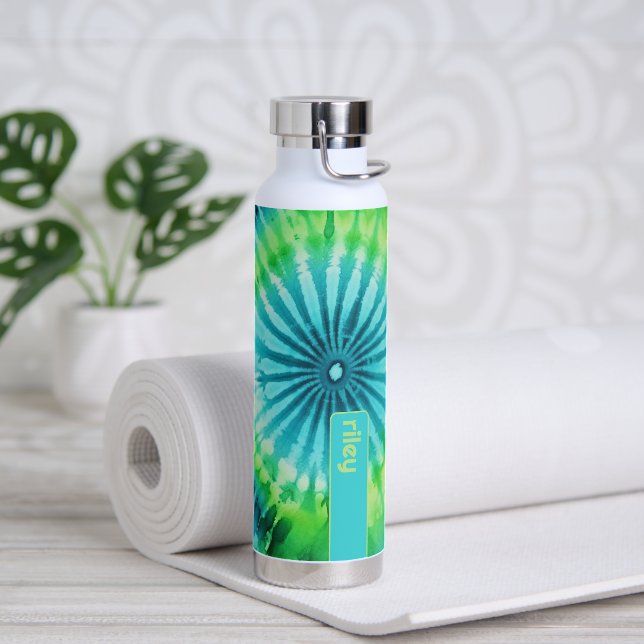 Gefärbte Krawatte Muster Limon Aqua Aquamarin - in Trinkflasche (Yoga)