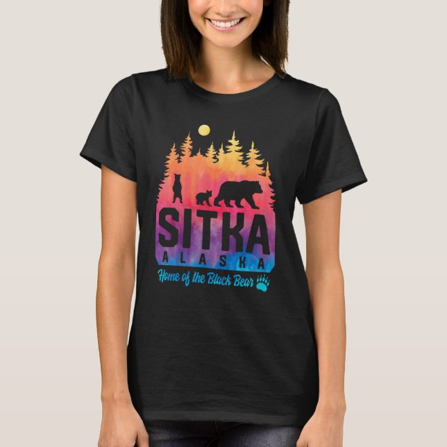 Gefärbte Krawatte Mutterbär und Cubs Sitka Alaska T-Shirt (Vorderseite)