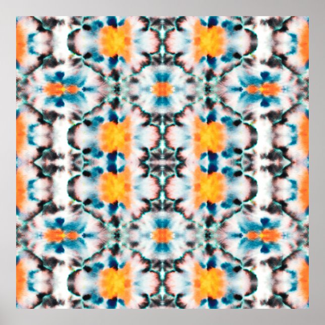 Gefärbte Krawatte Nahtloses Muster. Ethnisch Abstr Poster (Vorne)