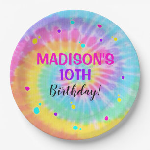 Gefärbte Krawatte Paper Tellers Rainbow Gefärbte K Pappteller