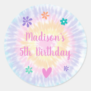 Gefärbte Krawatte Pastel Rainbow Boho Hippie Birth Runder Aufkleber